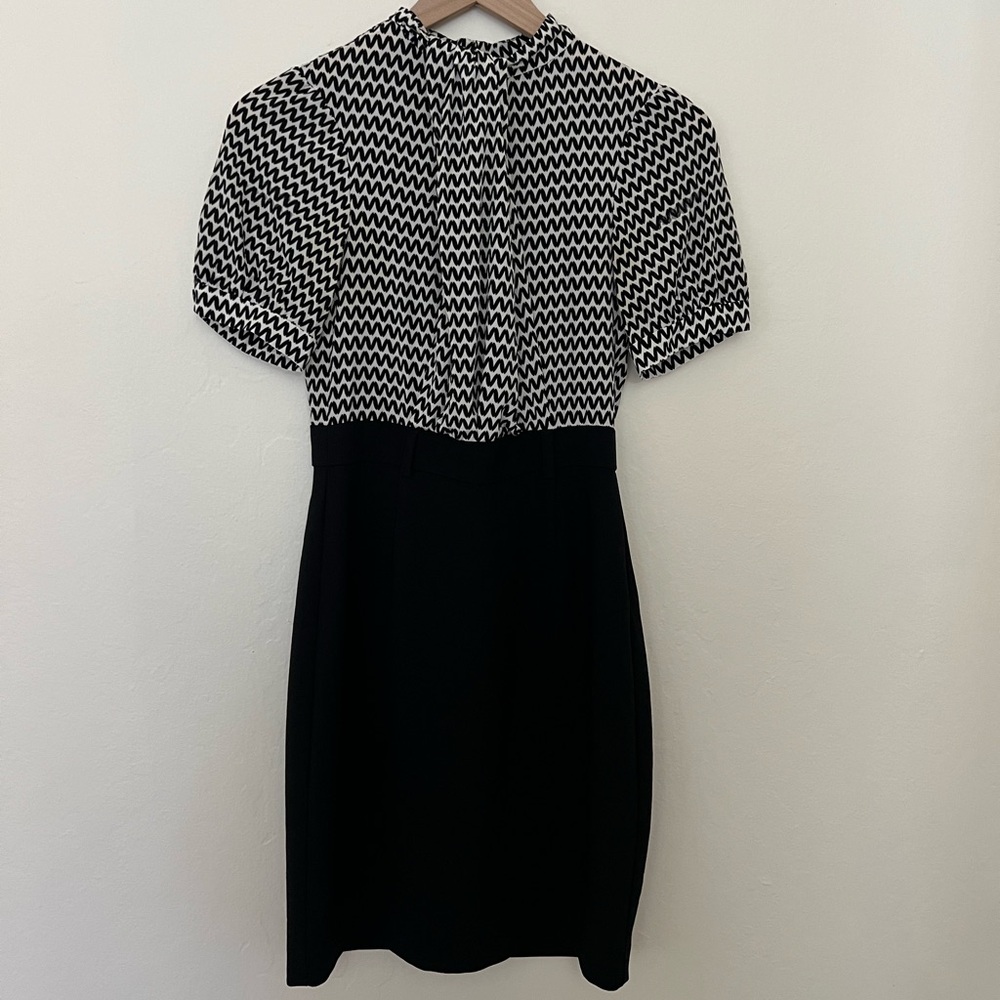 Trina Turk Black and White Chevron Silk Dress